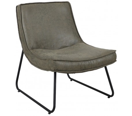 Dex loungestol i økolæder H81 cm - Sort/Vintage grøn