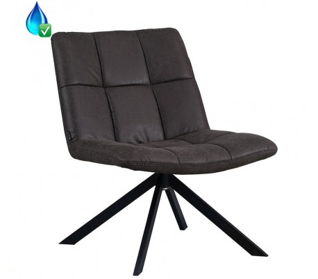 Eevi rotérbar loungestol i øko-læder H82 cm - Sort/Antracit