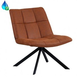 Eevi rotérbar loungestol i øko-læder H82 cm - Sort/Cognac