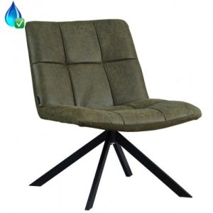 Eevi rotérbar loungestol i øko-læder H82 cm - Sort/Olivengrøn