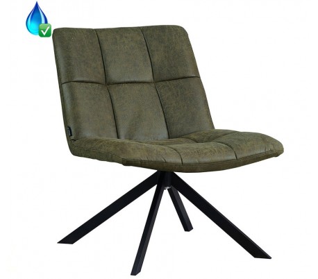 Eevi rotérbar loungestol i øko-læder H82 cm - Sort/Olivengrøn