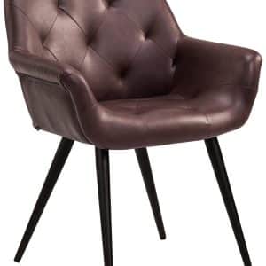 Komfortabel spisebordsstol / lænestol i imiteret læder, bordeaux-rød