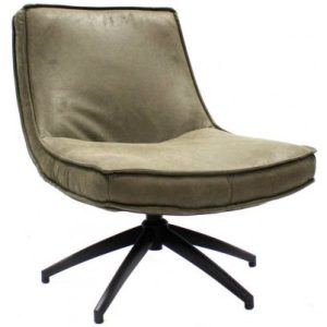Rotérbar loungestol i økolæder H80 cm - Sort/Vintage grøn