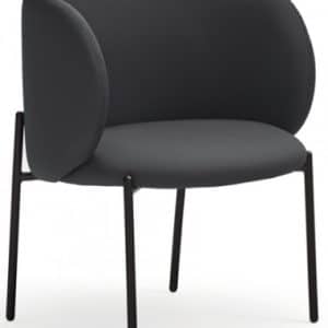 Mogi lænestol i metal og PU-læder H74 cm - Sort/Sort