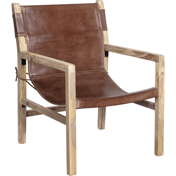 Blixen loungestol med lædersæde - antikbrun