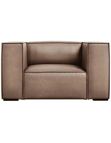 Agawa lænestol i læder B113 cm - Sort/Mørk beige
