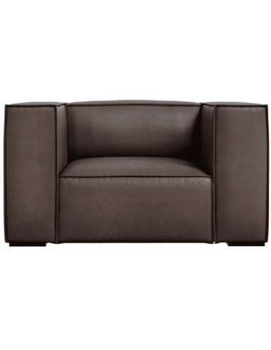 Agawa lænestol i læder B113 cm - Sort/Mørk olivengrøn