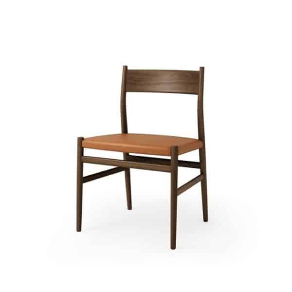 Brdr. Krüger Arv Spisebordsstol med Massiv Ryg Røget Egetræ/Brandy Læder