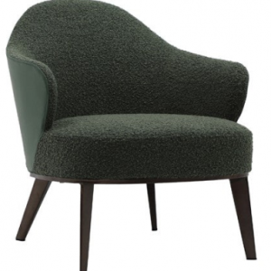 DOLCE Loungestol i stål, PU-læder og bouclé H75,5 cm - Sort/Skovgrøn