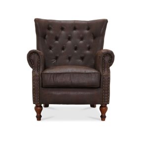 HAGA London chesterfield lænestol - brun læder PU