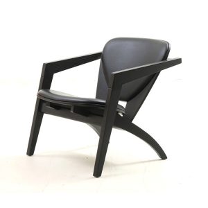 Wegner Butterfly GE460 stol - Sortbejdset eg - Sort læder