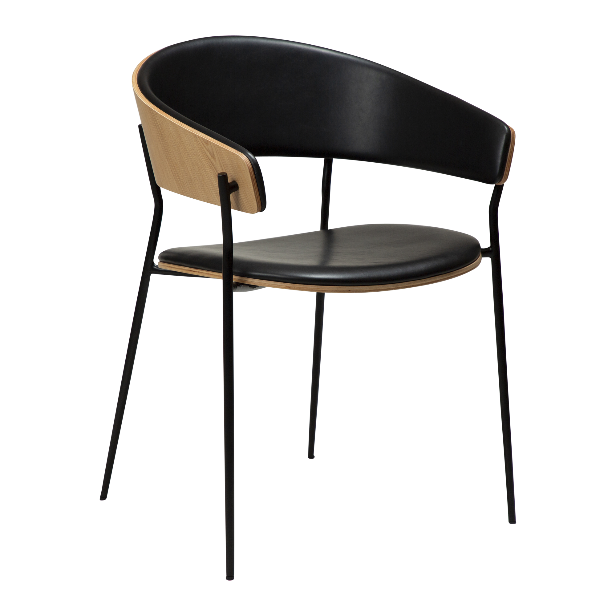 DAN-FORM CRIB Lænestol Vintage sort kunst. læder- og egefiner med sorte ben