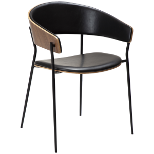 DAN-FORM CRIB Lænestol Vintage sort kunst. læder- og valnøddefiner med sorte ben