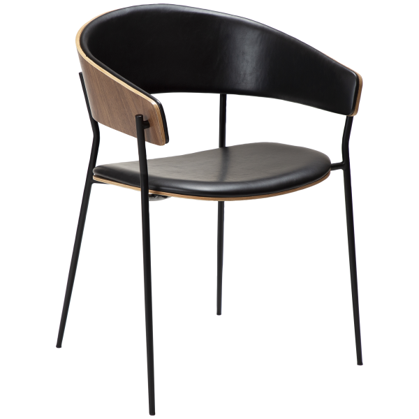 DAN-FORM CRIB Lænestol Vintage sort kunst. læder- og valnøddefiner med sorte ben