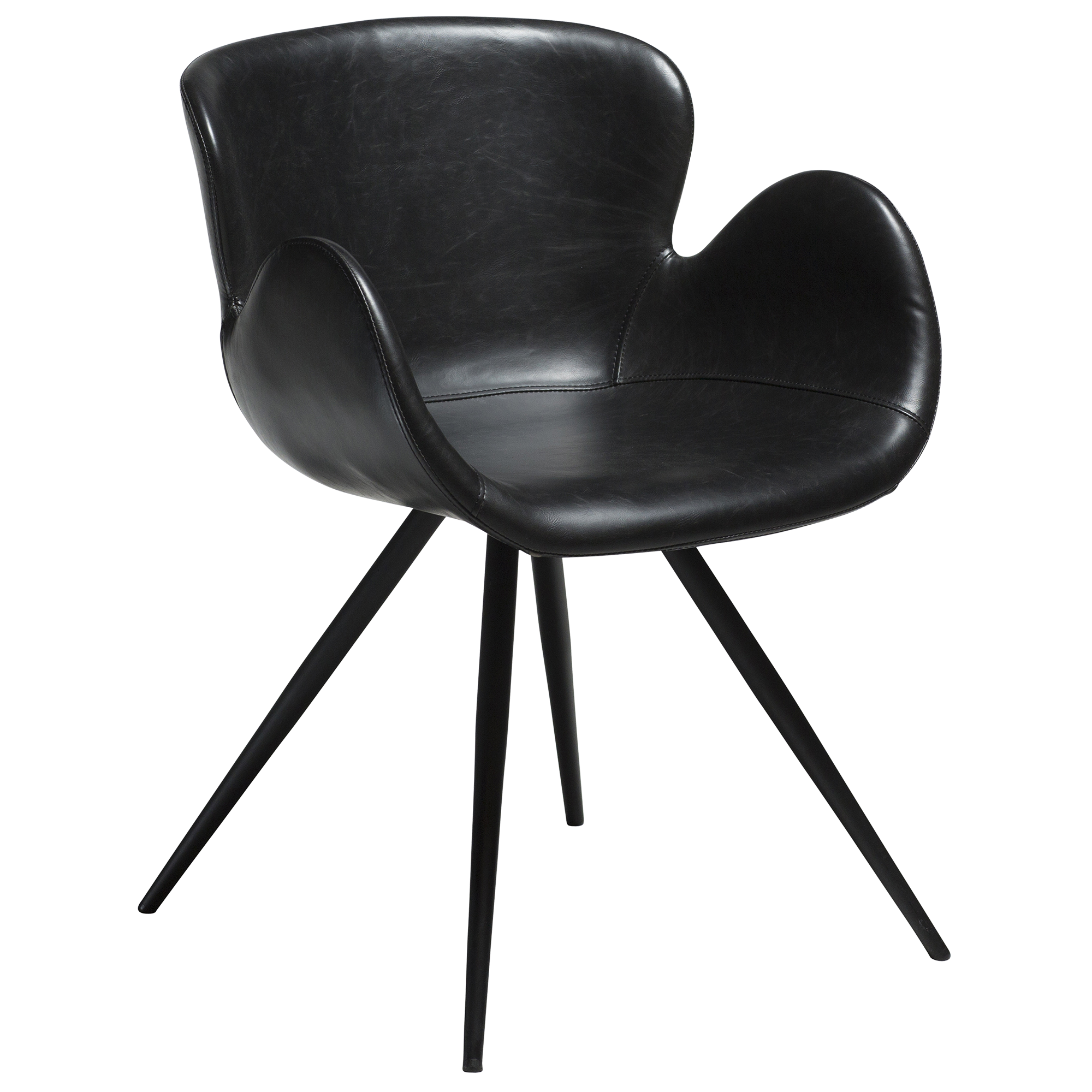 DAN-FORM GAIA Lænestol Vintage sort kunst. læder med sorte ben