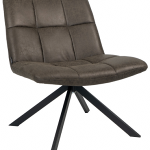 EEVI Lænestol med drejefod i vintage læder H82 cm - Sort/Vintage antracit