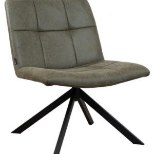 EEVI Lænestol med drejefod i vintage læder H82 cm - Sort/Vintage olivengrøn
