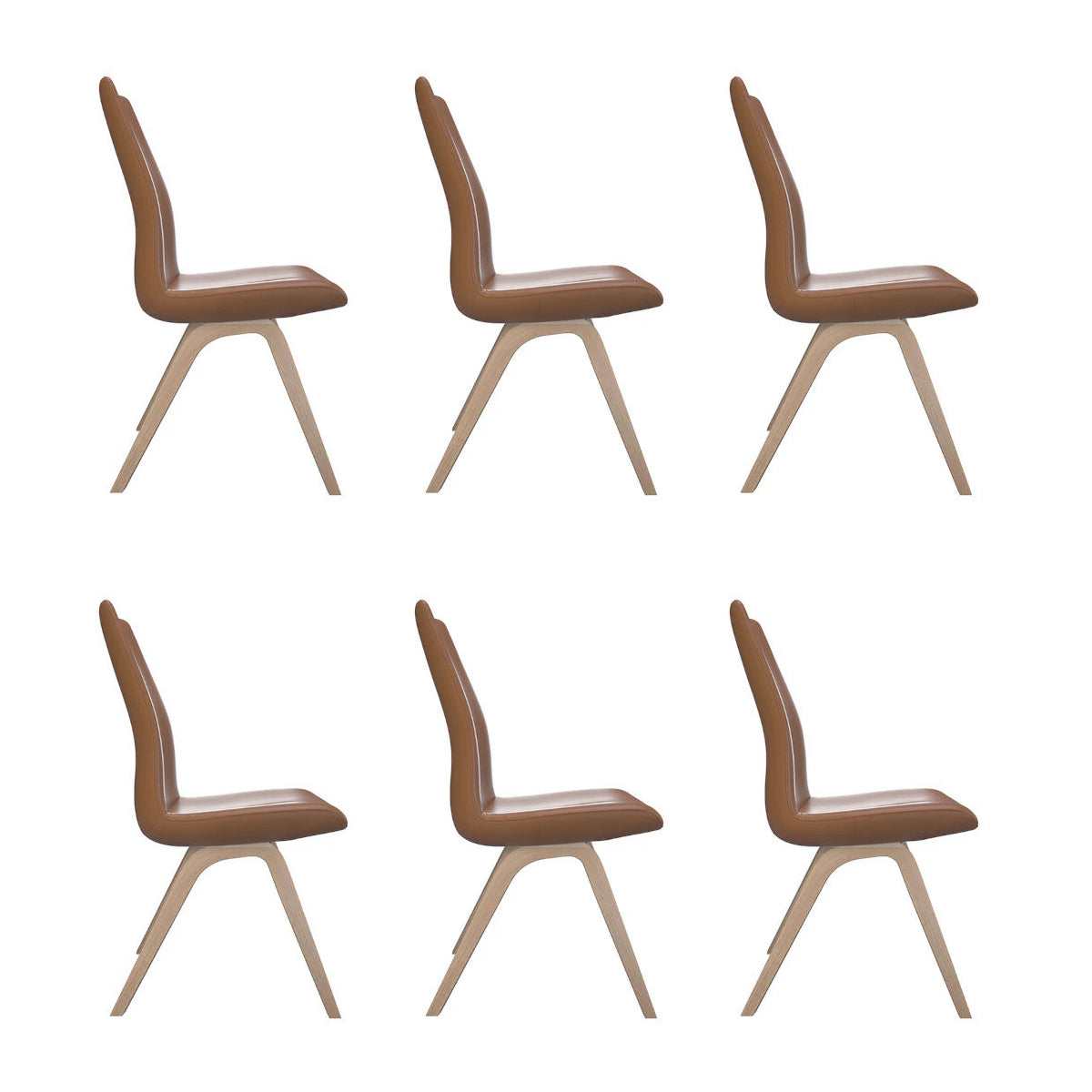 Brunstad Aroma Spisestol - Cognac Læder - 6 stk. Samlet - DEMO.