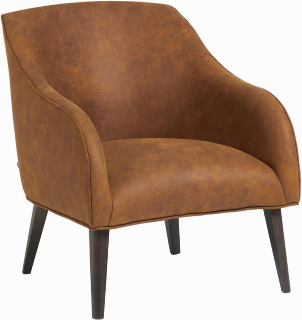 Lænestol Kave Home Bobly brun-sort vegansk læder loungestol H80xB65xL75 cm