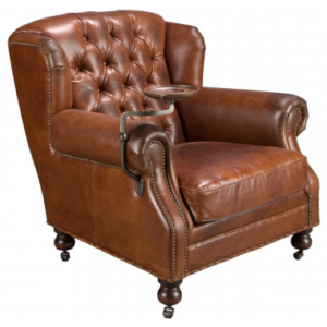 Lænestol i asktræ, stål og ægte læder H90 cm - Mahogni/Cognac brun