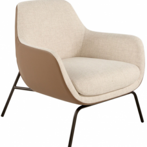 Lænestol i stål, vegansk læder og polyester H84 cm - Sort/Brun/Creme