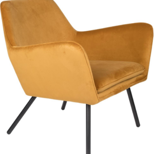 Loungestol Studio White Bon karamel lænestol stof PU-læder metalbase 76x78x80 cm