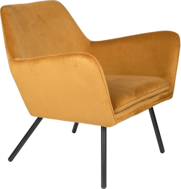 Loungestol Studio White Bon karamel lænestol stof PU-læder metalbase 76x78x80 cm