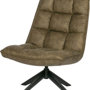 Loungestol WOOOD Jouke drejestol - grøn polyester lænestol med sort metalbase