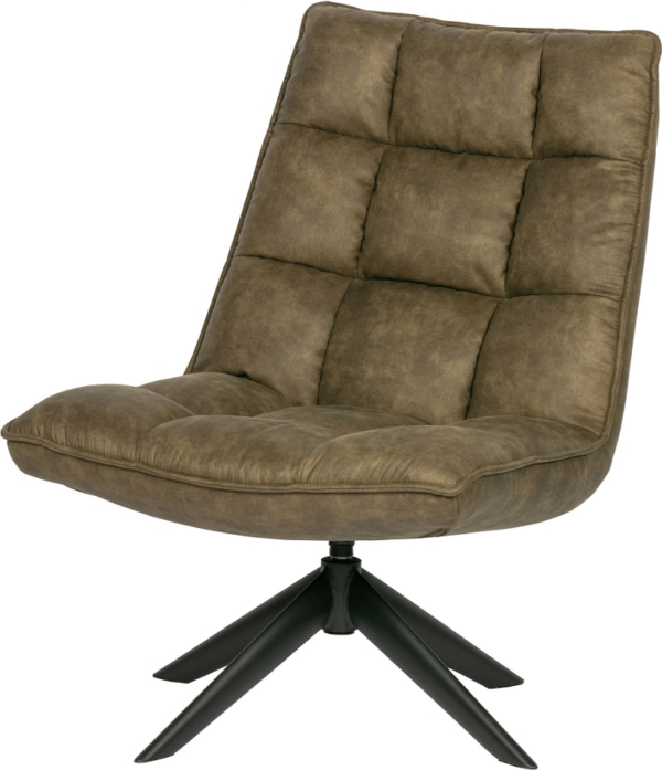 Loungestol WOOOD Jouke drejestol - grøn polyester lænestol med sort metalbase