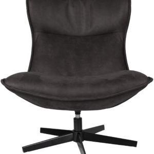 Loungestol/lænestol Studio White John i antracit PU-læder 92x81 cm - drejelig med metalstel
