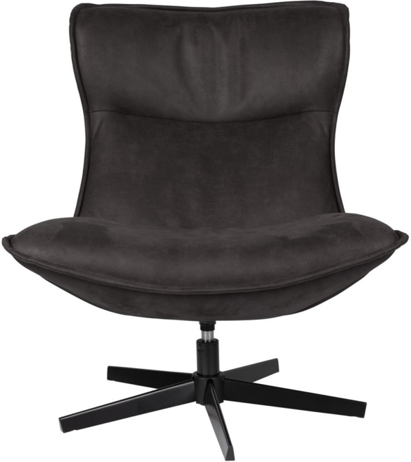 Loungestol/lænestol Studio White John i antracit PU-læder 92x81 cm - drejelig med metalstel