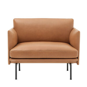 Muuto Outline Lænestol - Cognac Refine Læder - Sort Stel