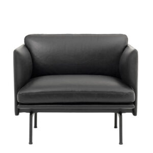 Muuto Outline Lænestol - Sort Refine Læder - Sort Stel