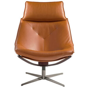 Skipper Funiture Wave lænestol høj - Blank Krom / Cognac(som vist)