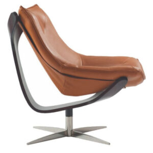 Skipper Funiture Wave lænestol lav - Blank Krom / Cognac(som vist)