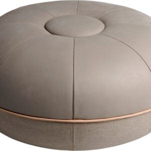 Pouf Ø50 Light Grey Buffed Læder