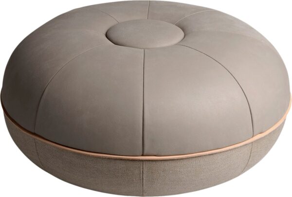 Pouf Ø50 Light Grey Buffed Læder