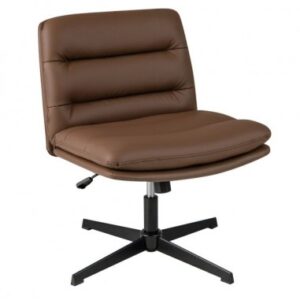 Lænestol med drejefod i metal og PU-læder H78 - 88 cm - Sort/Brun