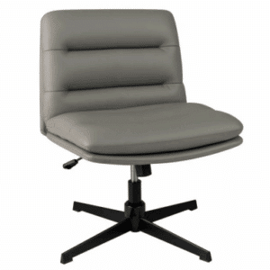 Lænestol med drejefod i metal og PU-læder H78 - 88 cm - Sort/Grå