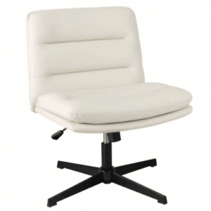 Lænestol med drejefod i metal og PU-læder H78 - 88 cm - Sort/Hvid