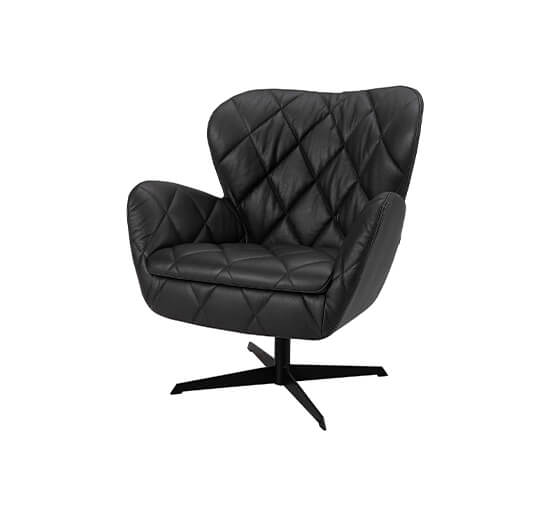 Jade Swivel Armchair Black Leather