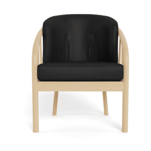 Maria lænestol - Sort læder - Ubehandlet eg