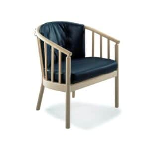 Stouby Bella lænestol - sæbebehandlet eg - sort læder