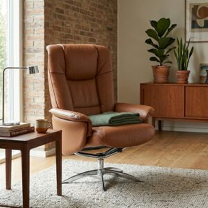 Hjort Knudsen 3255 Lænestol Cognac m. krom | Møbelsalg.dk