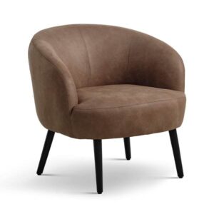 Conrad lounge chair - Almond - Læder - Sort træ