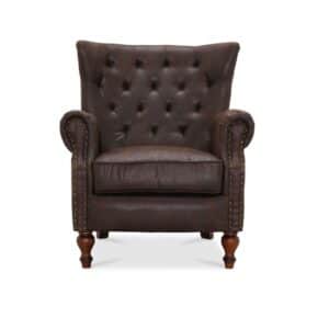 HAGA London chesterfield lænestol - brun læder PU
